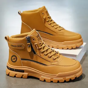2026 Spring and summer new men's classic mid top sports and leisure shoes, fashionable boots, outdoor waterproof and anti slip motorcycle boots, soft soled and soft faced work boots, work shoes, locally shipped