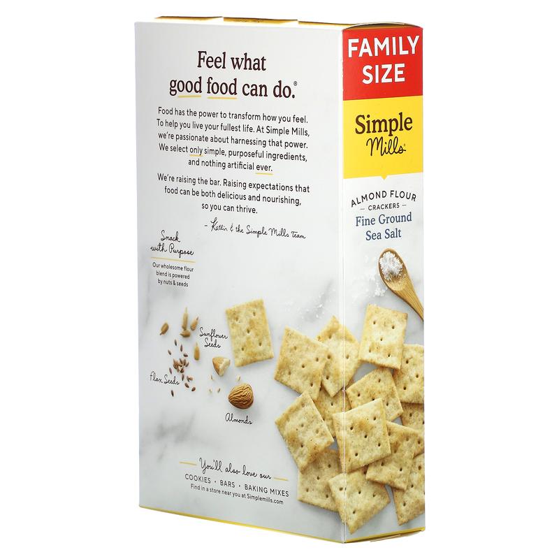 Simple Mills Almond Flour Crackers, Fine Ground Sea Salt, Family Size, 7 oz (199 g)