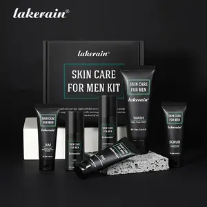 Men's Complete Skincare,  6PCS/Set Oil Control, Hydration & Smoothing Kit | Mini Travel Size including Face Wash + Scrub + Day/Night Eye Serum + SPF Day Cream + Night Cream, Perfect for Business Travel & Daily Use