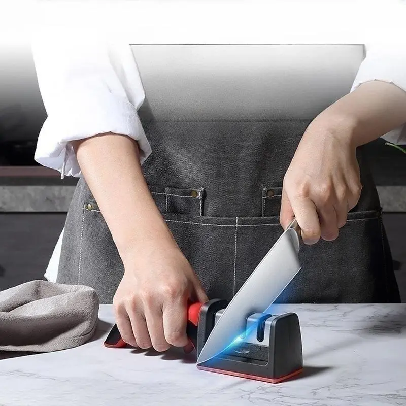Manual Plastic Knife Sharpener, 3-stage Slot Knife Sharpener, Multifunctional Knife Sharpening Tool for Home Kitchen Dining Room, Kitchenware
