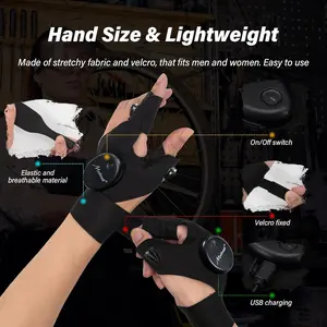 Mylivell Handsfree LED Flashlight Gloves Unique Gift for Men Women Dad Him Boyfriend Husband, Ideal for Fishing Camping Repairing Bright Flexible Rechargeable Fathers Day Christmas Birthday Gifts Mylivell