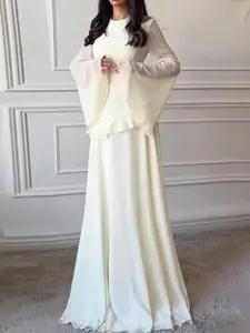 Fashionable Slim-Fit Pure Desire Style High-End Round Neck Long Sleeve Dress