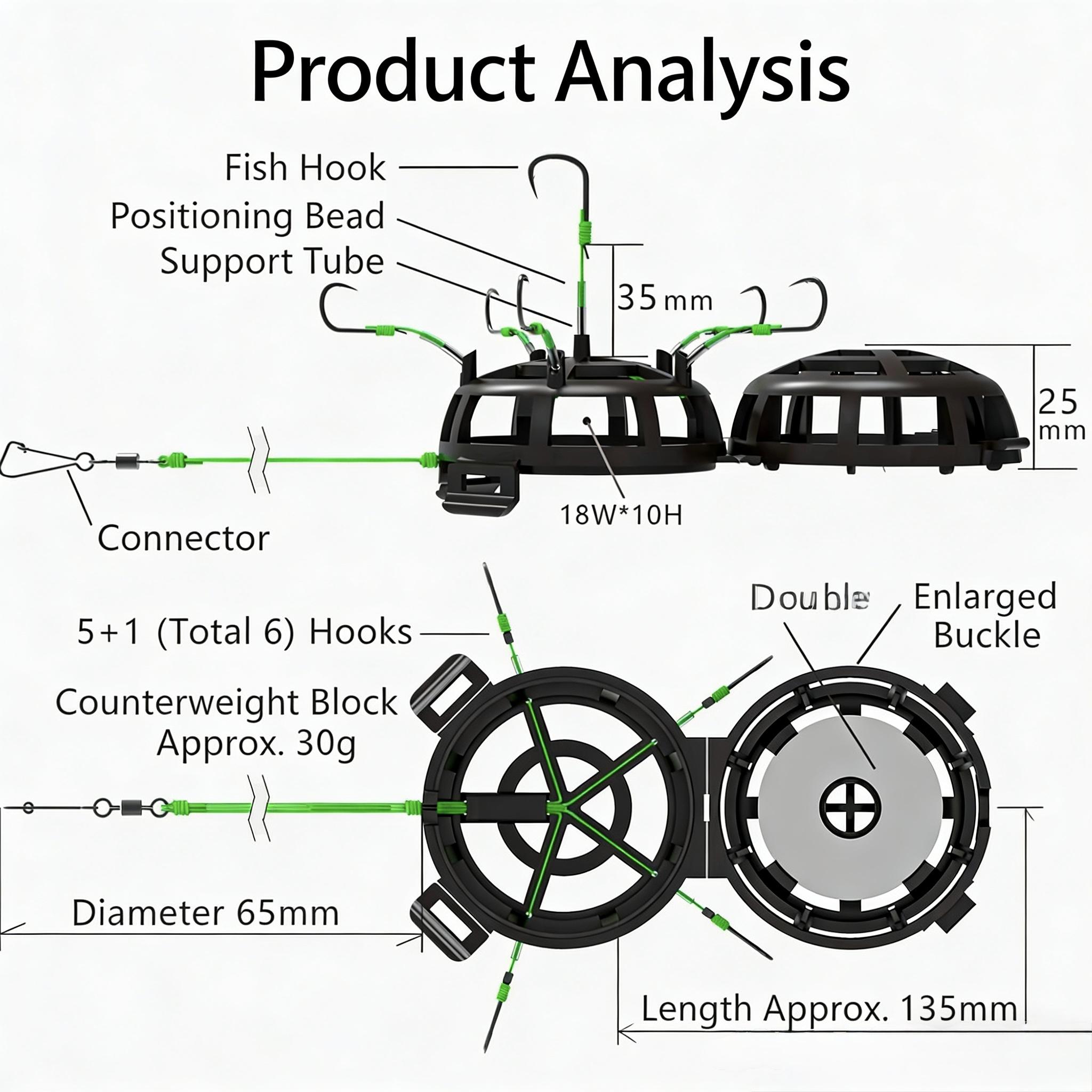 Upside-Down Explosion Hook Rig | Pre-Rigged Cube Bait Cage for Bottom Surf & Rock Fishing