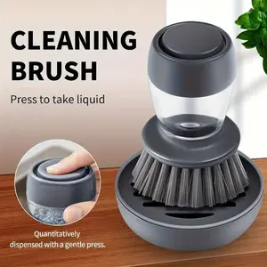 1pc Automatic liquid adding and pot washing brush, vertical press lazy person brush, kitchen brush, household cleaning brush, Household Cleaning Tool, Home Cleaning Tool