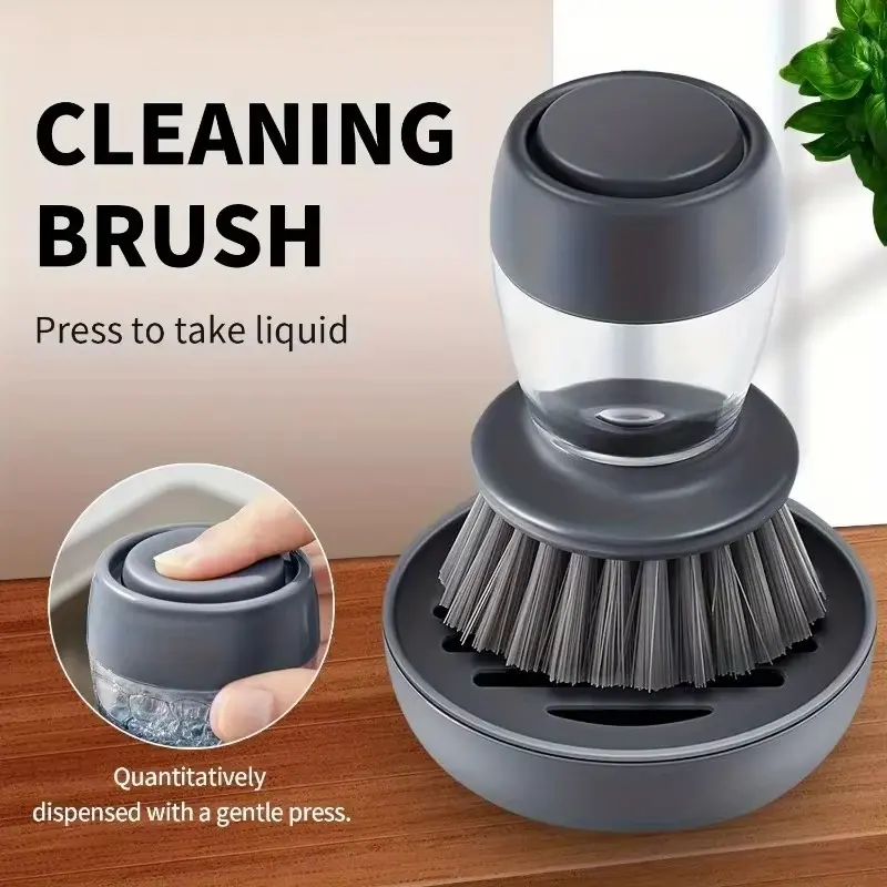 1pc Automatic liquid adding and pot washing brush, vertical press lazy person brush, kitchen brush, household cleaning brush, Household Cleaning Tool, Home Cleaning Tool
