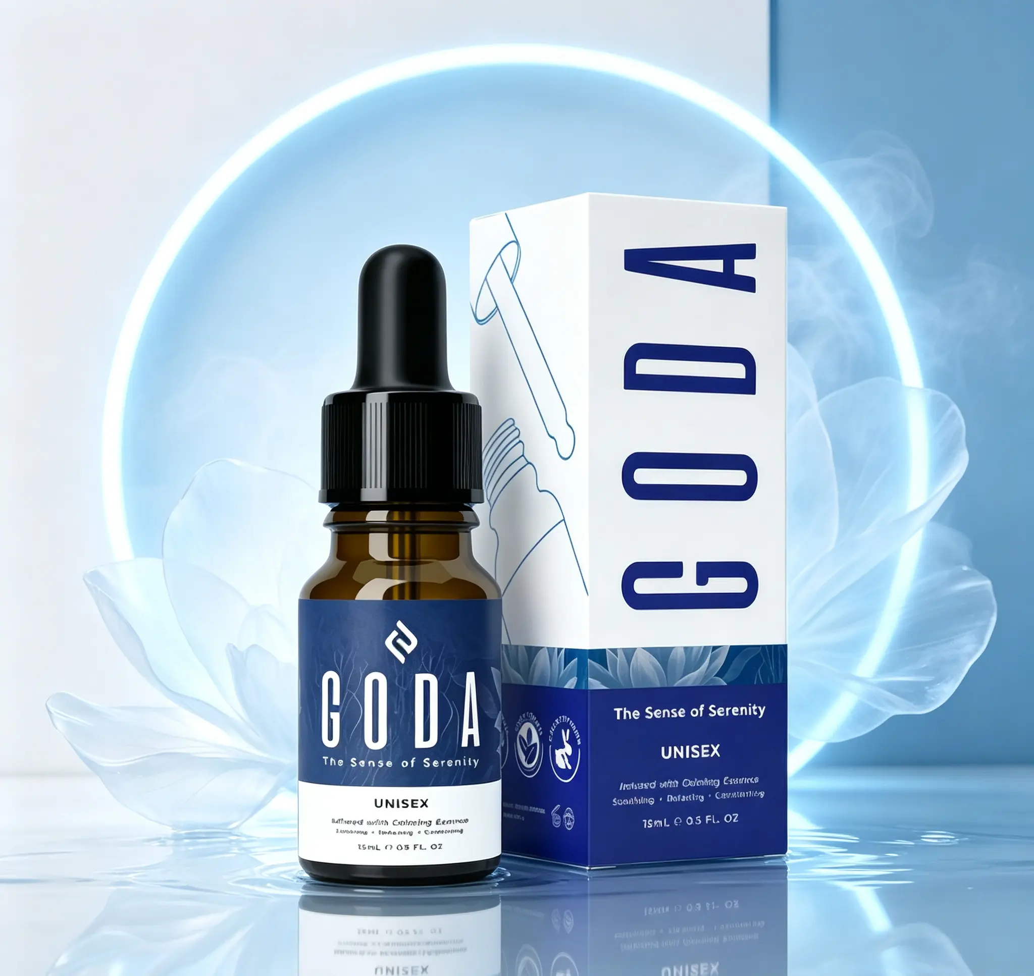 GODA For Her & Him Serenity Mini Perfume, Unisex Calming Fragrance with Lavender & Chamomile, Floral Woody Aroma to Relax Restore Rebalance, Vegan & Cruelty-Free, 15ml / 0.50 Fl. Oz