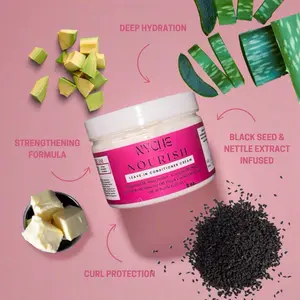 Nourish Leave-In Conditioner Cream Tamanu Rosehip & Black Seed Haircare with Avocado Shea Aloe Vera & Jojoba Oil for Daily Hydrating Care