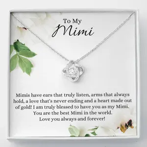 Mimi Gifts Mimi Necklace, Custom Message Card, Gift Box with Personalized Message for Mimi, Mothers Day, Christmas & More