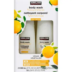 Kirkland Signature Liquid Body Wash Citrus 27 Fluid Ounce Pack of 2 Vegan Moisturizes Softens Skin
