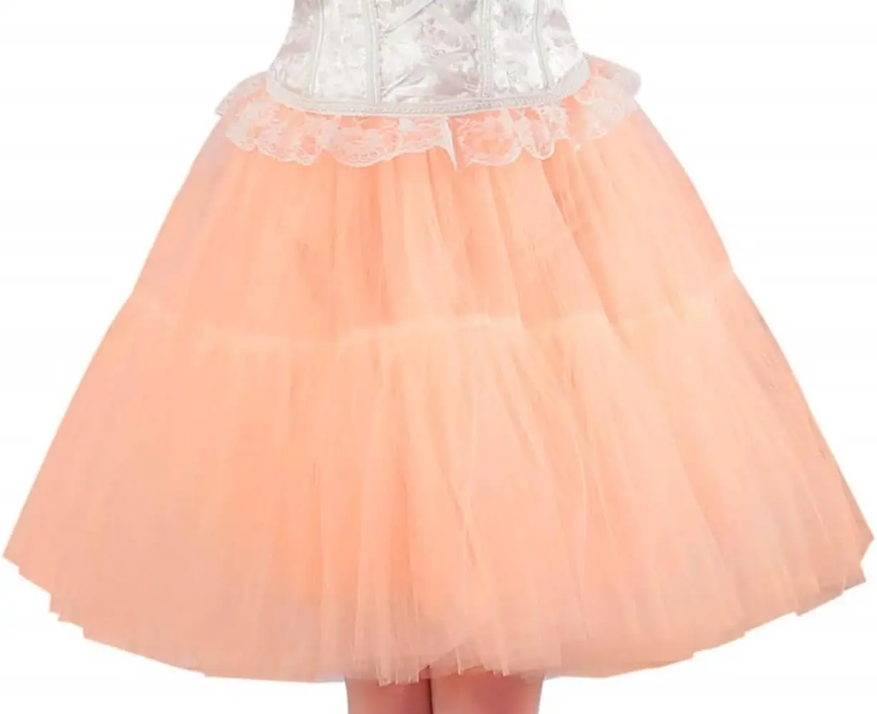 Women Tulle Skirt Tutu Skirt A-Line 5 Layers Skirt | Fluffy Petticoat, Knee-Length, Elastic Waist, Underskirt, Bridesmaid, Wedding, Party, Daily Wear