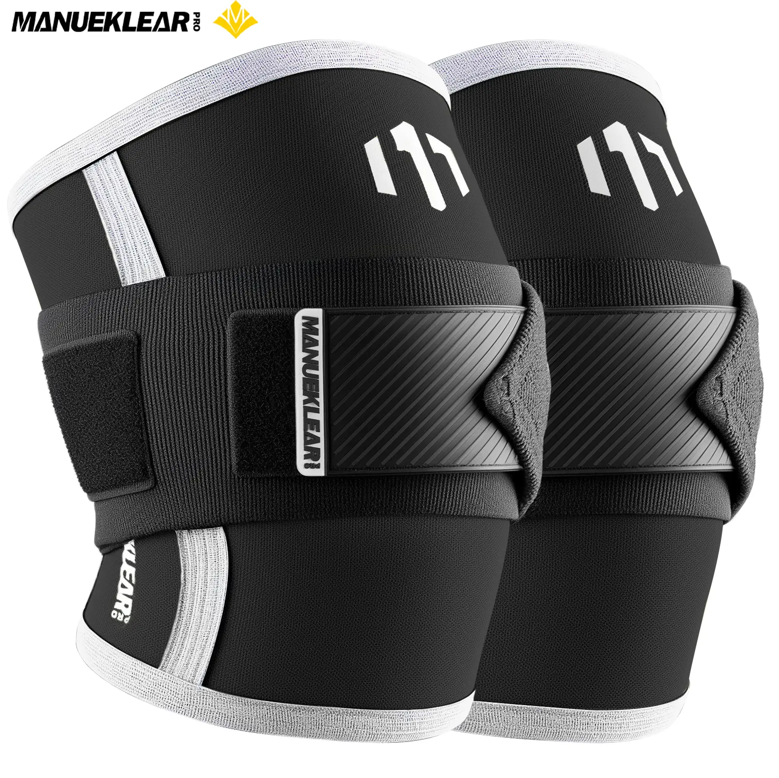 MANUEKLEAR Adjustable Compression Elbow Wraps for Weightlifting(1 Pair), Elbow Sleeves Weightlifting Men with Compression Band, 5mm Neoprene Elbow Strap for Weight Lifting and Bench Press