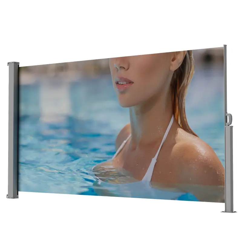 71"x138" Premium Quality Patio Retractable Side Awning Screen - Metal, Foldable, Fully Assembled, No Base, Semi-Transparent with UV Printing, Ideal for Blocking Sunshine & Wind, Creating Privacy for Garden, Balcony, Creates Private Space