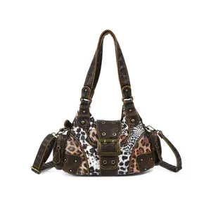 Lvanka's Women's Stylish Leopard Crossbody Bag - Handcrafted Textured Vegan Leather Multi-Pocket Zipper Tote For Travel & Work Organize, Casual Trendy Purse, Trendy Versatile Bag for Purchase, Women's Summer Accessory,summervibes