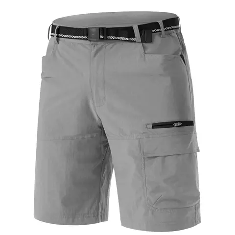 MAGCOMSEN Menswear Men's 9-Inch Plain Nylon Stretch Ripstop Cargo Shorts - Lightweight, Quick-Dry, Waterproof, Elastic Waistband, 5 Pockets, Button-Zipper Closure, Active Athletic, Outdoor Fitness, Casual Athleisure Shorts