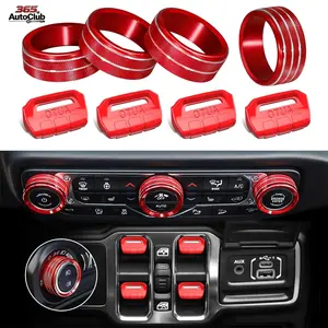 8PCS Red Interior Switch Knob Button Cover, Decorative Protective Trim for Window, Volume, Radio, AC and Headlight Control, Compatible with 2018-2026 Jeep Wrangler JL JLU & 2020-2026 Gladiator JT