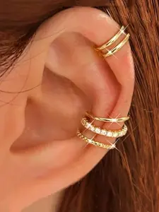 4-Piece Non-Pierced C-Shaped Ear Bone Clips, Adjustable Clip-Type Cartilage Earrings, Suitable for Female Non-Pierced Ear Holes, Adjustable Fake Earrings
