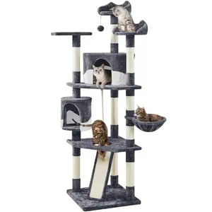 【Valentine Gift】Yaheetech 79" Modern Cat Tree with Condos Perches Basket & Sisal-Covered Scratching Posts for Indoor Cats - Home