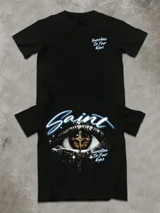 Men's Eye Pattern Printed Graphic T-Shirt, Round Neck, Menswear, Loose-Fitting Casual Short Sleeve Tee for Summer Activities, Comfortable Daily Wear Top