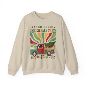 Retro Christmas Tree Sweatshirt, Holiday Jumper, Vintage Xmas Pullover, Festive Crewneck, Winter Clothing