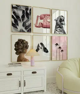 Retro Y2k Pink Cheetah Gallery Wall, Pack of 6 Girly Leopard Poster Bundle, Aesthetic Dorm Room Decor