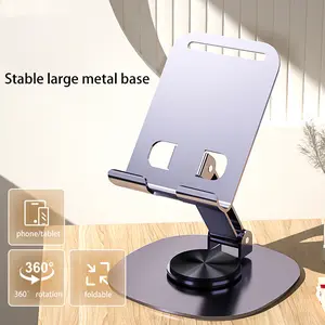 Adjustable Aluminum Phone Stand, Rotatable 360 Degree Portable Tablet Holder, Compatible with iOS & Android, Ideal for Office & TV Streaming
