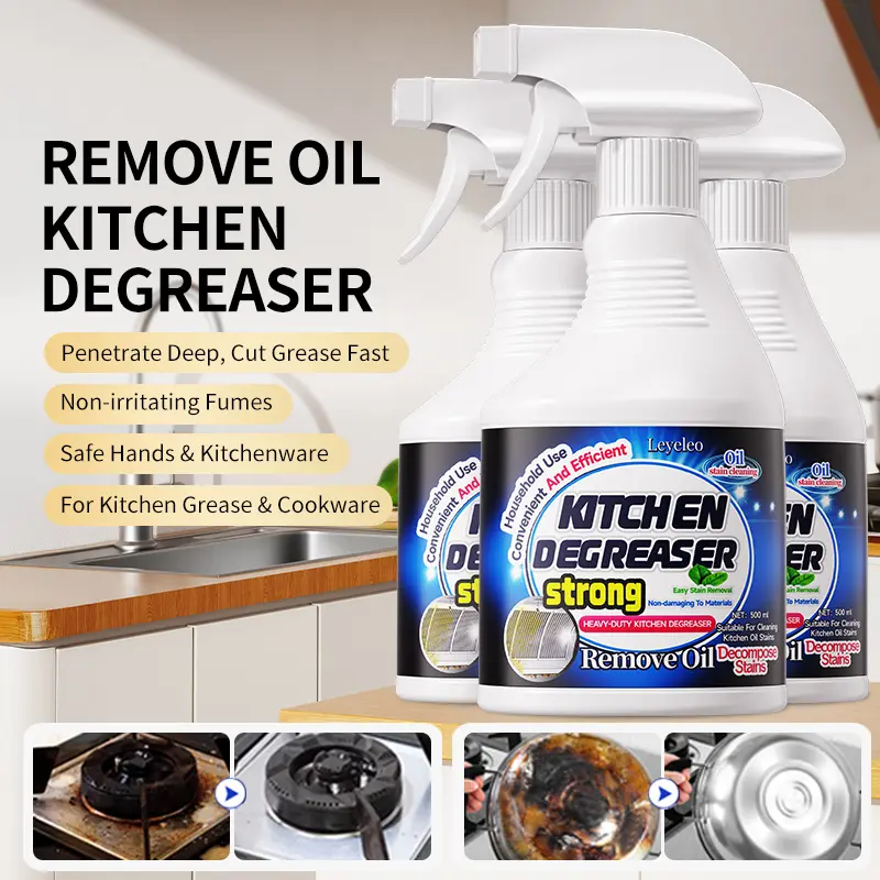 Heavy Duty Kitchen Degreaser Spray - Kitchen Cleaning Solution, Home Supplies, Deep Penetration, Fast Stubborn Burnt Oil & Grime Removal, No-Scrub Multi-Surface Use, Non-Irritating Fumes, Hand & Cookware Safe, Shine Enhancing, Spray Form, Cut Grease Fast
