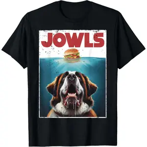 Funny St. Bernard, Jowls Burger, Saint Giant Dog Mom, Dad T-Shirt