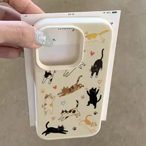 Cute Cat Pattern Phone Case, Full Body Protection Shockproof Tpu Cover, Fits iPhone 11/12/13/14 Pro/15 Plus/15/16/17 Pro Max/air