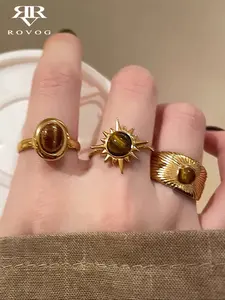 Elegant Adjustable Copper Resin Rings Set, Stacking Ring Set, Stackable Rings, Statement Multi Ring, Vintage Style Women's Party Jewelry, Unique Design, All Seasons Wear