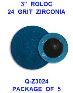 3  INCH  ZIRCONIA  ROLOC  24  GRIT  (5PACK)