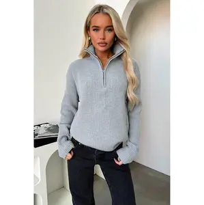 Maree 3/4 Zip Knit - Grey