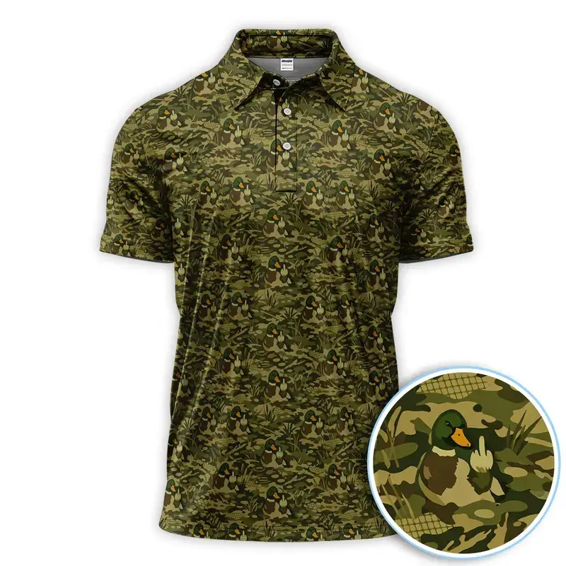 Bogey Bros Camo Men’s Fun Print Golf Polo Shirt Lightweight Breathable Comfortable for Casual Wear and Golf Outfits