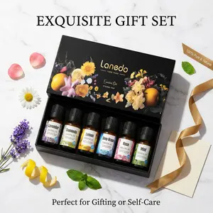 Essential Oil Gift Box 6 Bottles of Natural Plant Essential Oil Lavender Sleep Aid Lemon Fresh Mint Refreshing Chamomile Soothing Aromatherapy Machine Massage Special Stress Relieving and Relaxing Gift for Female Friends Christmas Day