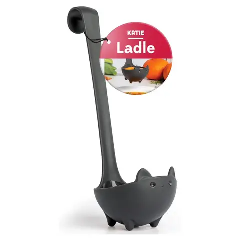 OTOTO Katie Cat Soup Ladle - Black Kitten Kitchen Utensil with Tail Handle | Cute & Functional Cat Kitchen Accessory | Heat Resistant & BPA-Free | Perfect Gift for Kitty Lovers & Home Cooks | TikTok Must-Have | Funky Kitchen Supplies | Kitchen Accessories