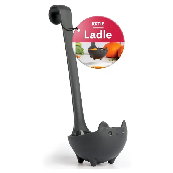 OTOTO Katie Cat Soup Ladle - Black Kitten Kitchen Utensil with Tail Handle | Cute & Functional Cat Kitchen Accessory | Heat Resistant & BPA-Free | Perfect Gift for Kitty Lovers & Home Cooks | TikTok Must-Have | Funky Kitchen Supplies | Kitchen Accessories