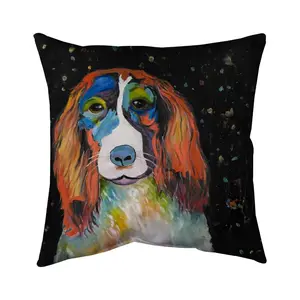 Begin Home Decor 5541-1616-AN189 16 x 16 in. Colorful Dog Blue Pets Pillow - Home Decor Illustrative Style