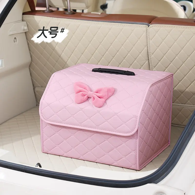 Large folding storage box with pink stic