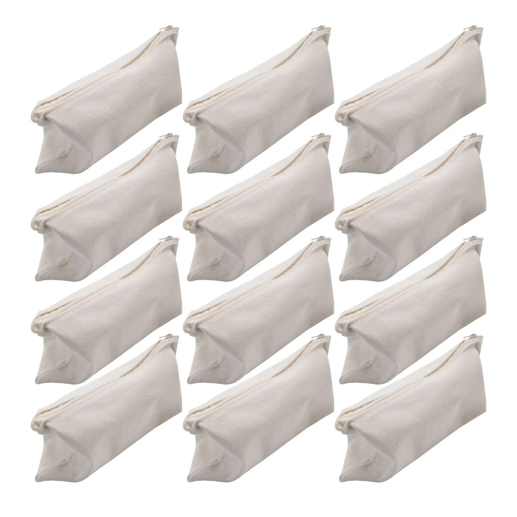 40 Pcs Canvas Pencil Pouch Zipper Makeup Bags Blank Craft DIY Bags Multipurpose Toiletry Stationary Storage Bags(Beige)