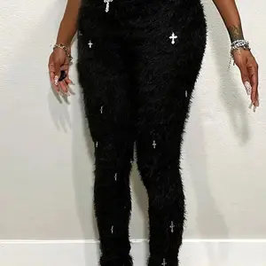 Wool like Women’s Chrome Cross fitted Pants Bottoms