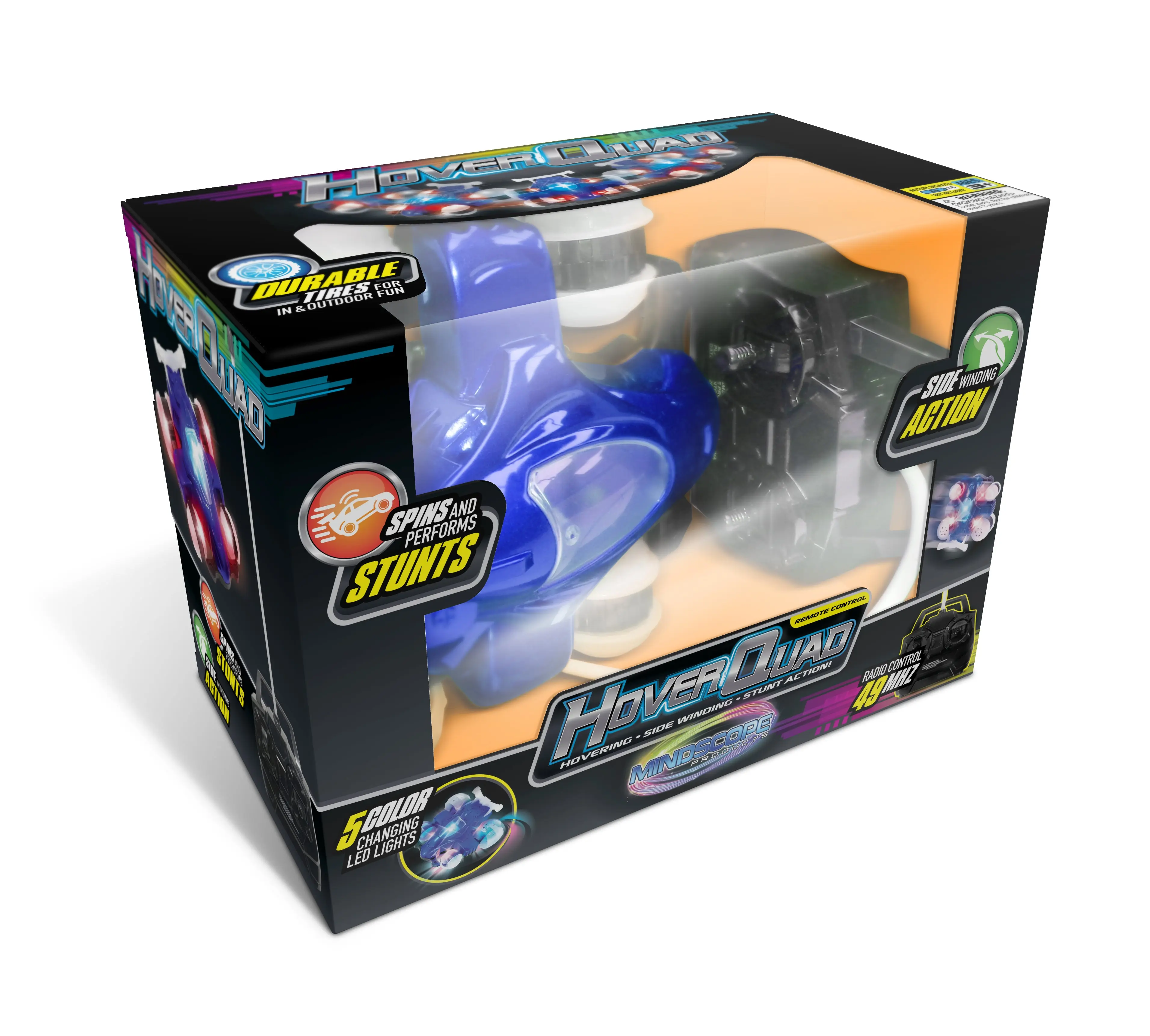 MINDSCOPE HoverQuad Remote Controlled Car - 27-49 MHz Electric RC Stunt Vehicle, LED Lights, Wheelies, Side-Winding/Hovering, Stepping Stones for Indoor Adventure Play, Requires 6 AA Batteries, Ages 3+