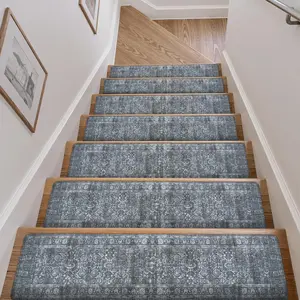 Stair Treads Non-Slip Stair Runner for Wooden Steps Indoor 15 count 30"x8" Carpet Stair Treads Stair Mats Staircase Step Treads for , Elders and Dogs, Stair Covers, Dark Gray