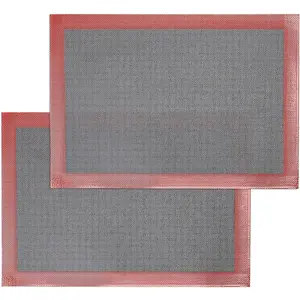 2 pcs microperforated silicone baking mats/oven liners for a 13" x 18" half sheet pan, reusable air mesh silicone mat for cookies, éclairs, bread, pizza, pastry