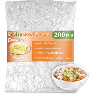 200 Pcs Bowl Covers for Bread Proofing, Plastic Shower Caps for Sourdough Bread, Food Covers Stretch Reusable Elastic, Keep Food Fresh and Dust Away