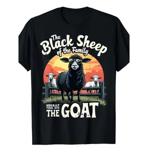 [Cotton Graphic Tee] 100% Cotton Black Sheep Family Goat Graphic Tee | Casual Crew Neck T-Shirt For Men