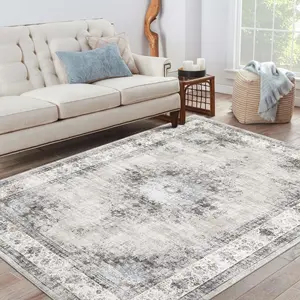 【GARVEE】Washable Rugs 10x13 Area Rug Vintage Living Room Rug Floral Rug Traditional Bedroom Rug Oriental Rug Non-Slip Non-Shedding Rug Medallion Print Floor Carpet for Dining Room Farmhouse Rug,10x13