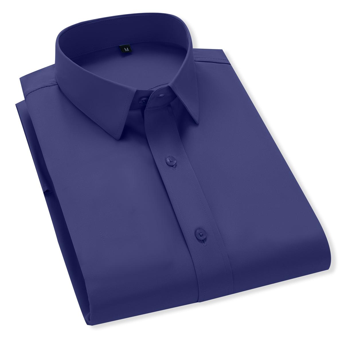 Men's business casual button-up shirt - elegant solid color dress shirt, multi-scene wedding/party/workplace wear, all-season thin anti-wrinkle style