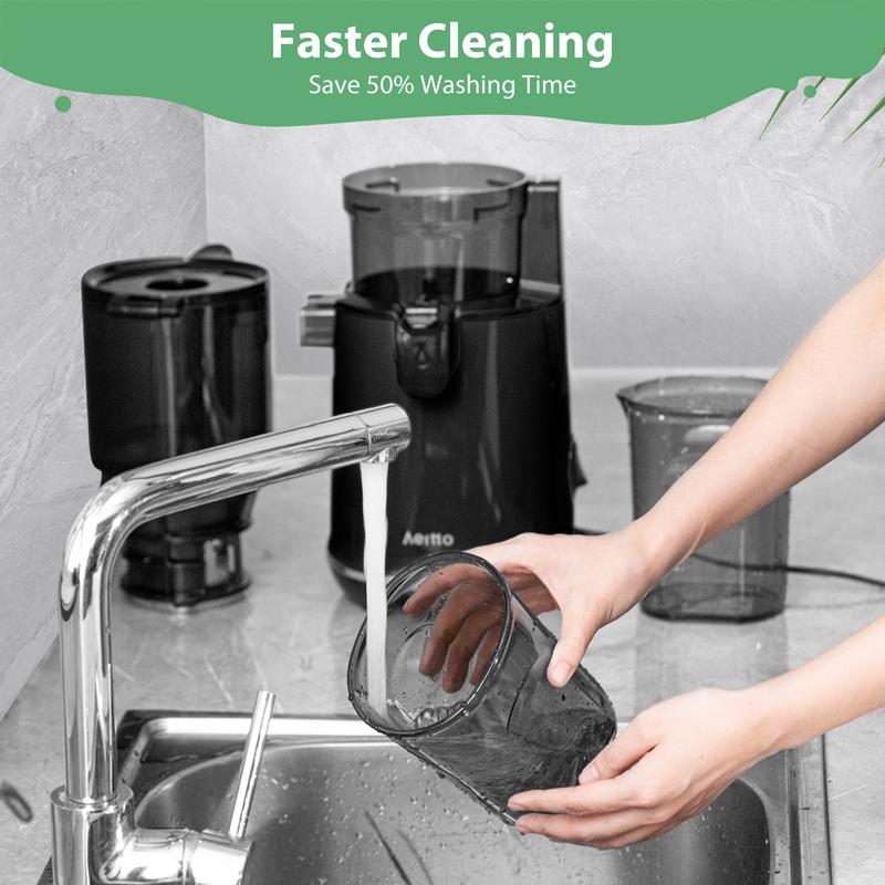 Aeitto Max5 Juicer, Cold Press Juicer with 5.8" Large Feed Chute,1.7L Large Capacity, 250W Whole Masticating Juicers for Vegetable and Fruit, High Juice Yield, Easy to Clean with Brush, Ice Fruit, BPA-Free, Smart recipes App