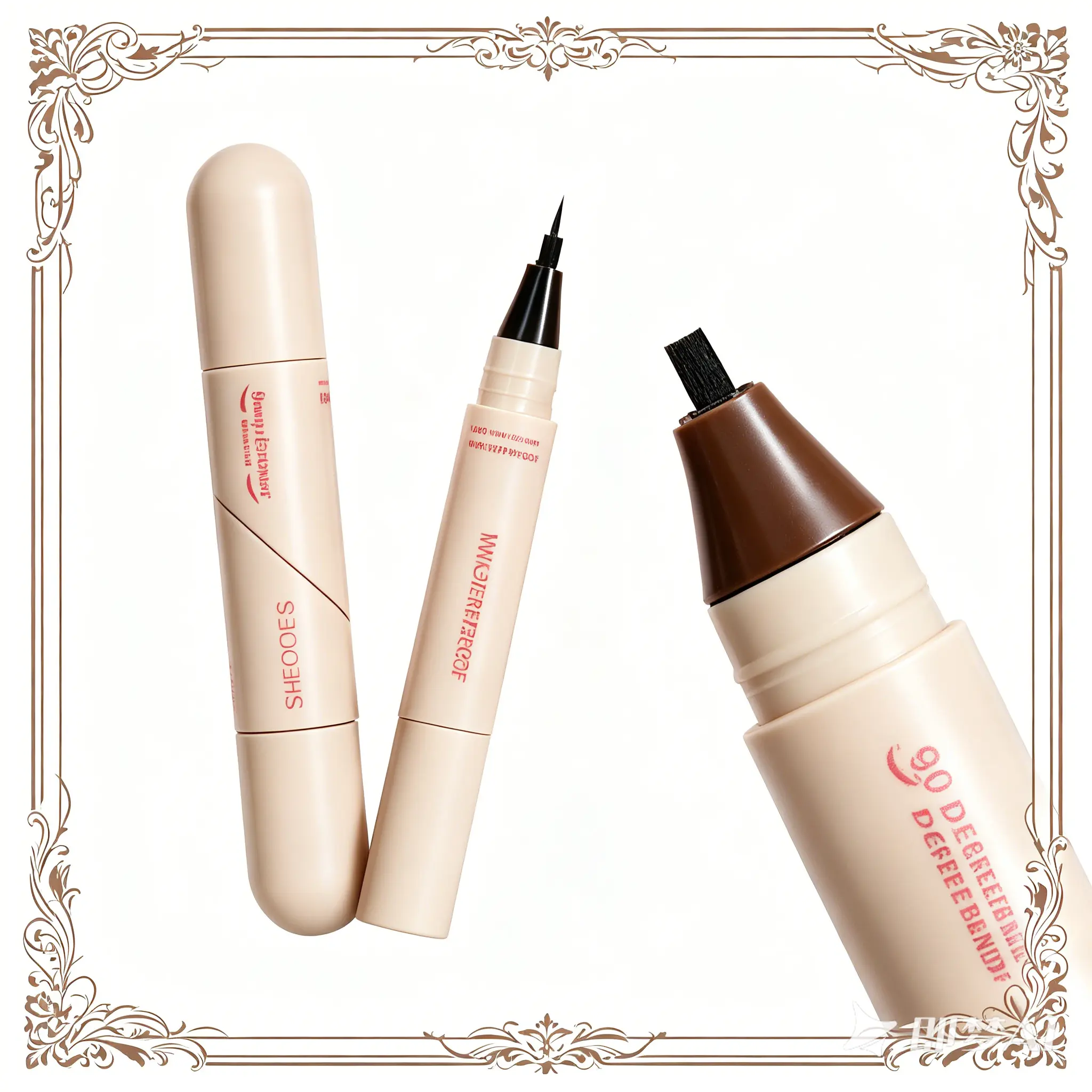 Dual-Ended Rotating Wing-Shaped Liquid Eyeliner Stamp Pen - Waterproof, Quick-Drying, Smudge-Proof Long-Lasting Formula, Precision Eyeliner for Cat-Eye, Wing Liner Looks (Shake Well Before Use), 01# - Black, Liquid Eyeliner Pen