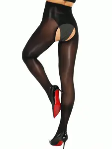 Shiny and Glossy Pantyhose with Thigh Cutout, 8D Transparent, Invisible Pantyhose, Soft and Comfortable Stockings, All Seasons, Womenswear