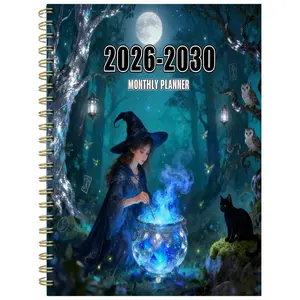 2026-2030 Monthly Calendar/Planner - From January 2026 to December 2030, a 5-year calendar notebook with a magical witch-themed cover design, annual calendar planner, month tabs, 60-month calendar, 5.5 inches x 8.3 inches, Calendars Planners